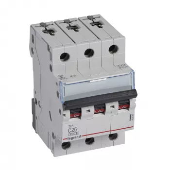 Automatinis jungiklis Legrand Tx3 C25A 3 polių 6 kA 3 modulių (403547)