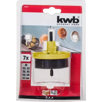 Gręžtų pjūklų rinkinys KWB 599000 7 vnt 6,3 cm medžiui ir plastikui
