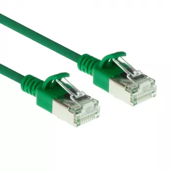 ACT Green 5 metrų LSZH U/FTP CAT6A plonas jungiamasis kabelis su apsaugotais RJ45 kištukais