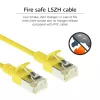 ACT geltonas 1,5 m LSZH U/FTP CAT6A plonas jungiamasis kabelis su apsaugotais RJ45 kištukais