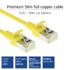ACT geltonas 1,5 m LSZH U/FTP CAT6A plonas jungiamasis kabelis su apsaugotais RJ45 kištukais