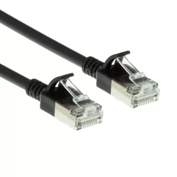 ACT Black 1 m LSZH U/FTP CAT6A plonas lizdinis kabelis su RJ45 jungtimis