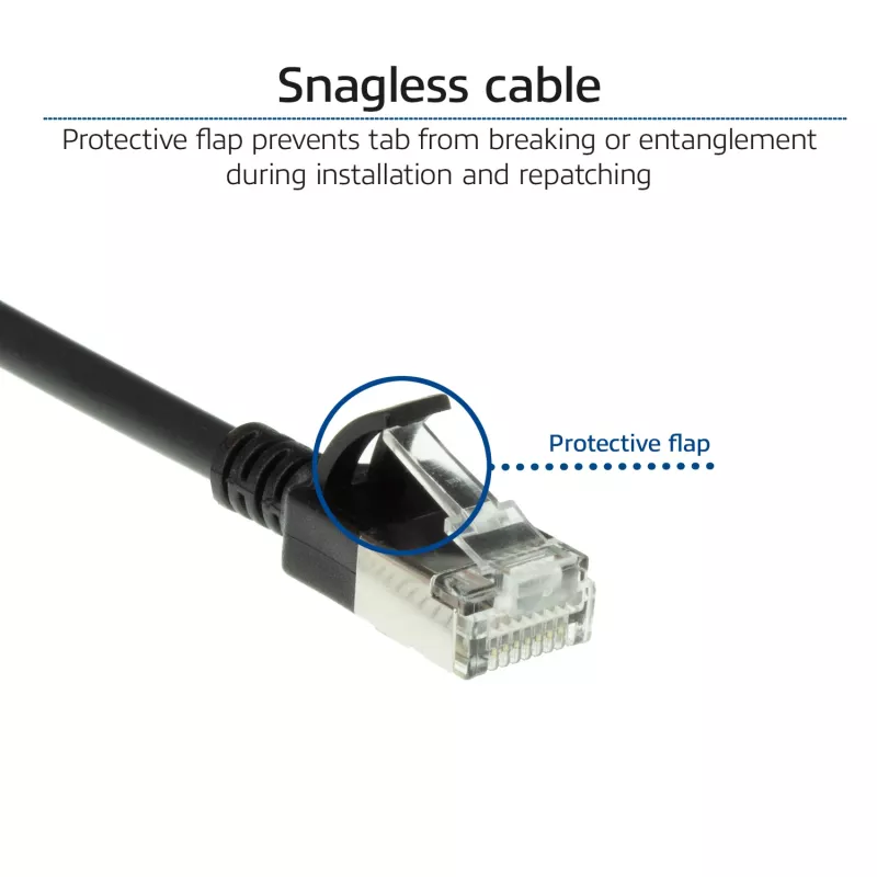 ACT Black 1 m LSZH U/FTP CAT6A plonas lizdinis kabelis su RJ45 jungtimis