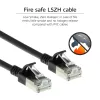 ACT Black 1,5 m LSZH U/FTP CAT6A plonas duomenų centro pataisos kabelis su apsauga nuo užkabinimo ir RJ45 jungtimis