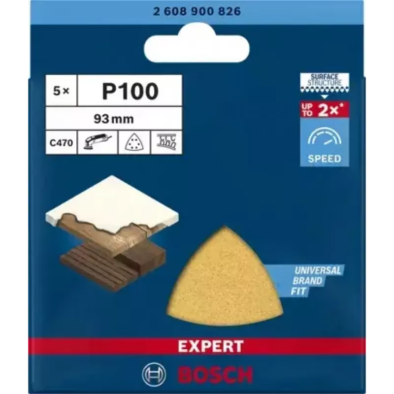 Bosch 2 608 900 826 šlifavimo lapelis medienai EXPERT C470 93x93 mm (5 vnt.)