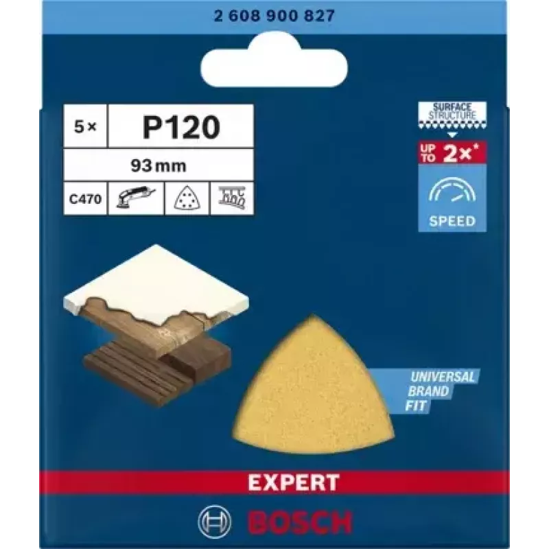 Bosch 2 608 900 827 šlifavimo popieriaus lapas medienai (EXPERT C470, 93x93 mm, 5 vnt.)