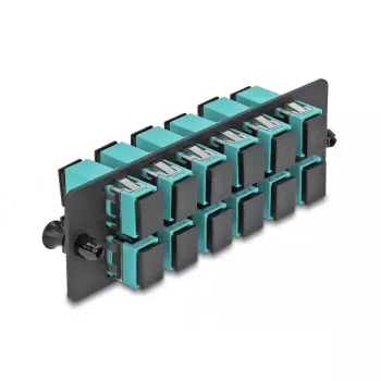 DeLOCK SC Simplex OM4 12 prievadų šviesolaidžio adapterių skydelis, akvamarino spalvos