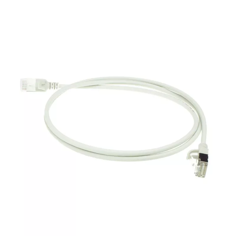 ACT pilkas 7 m LSZH U/FTP CAT6A plonas tinklo kabelis su apsauga nuo užkabinimo ir RJ45 jungtimis