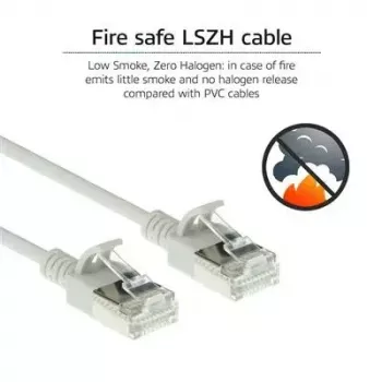 ACT pilkas 10 m LSZH U/FTP CAT6A plonas centrinis pataisymo laidas su apsauga nuo užkabinimo ir RJ45 jungtimis
