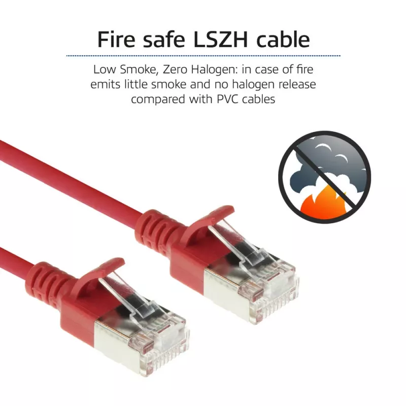 ACT Red 7m LSZH U/FTP CAT6A plonas lizdinis kabelis su apsauga nuo užkliuvimo ir RJ45 jungtimis