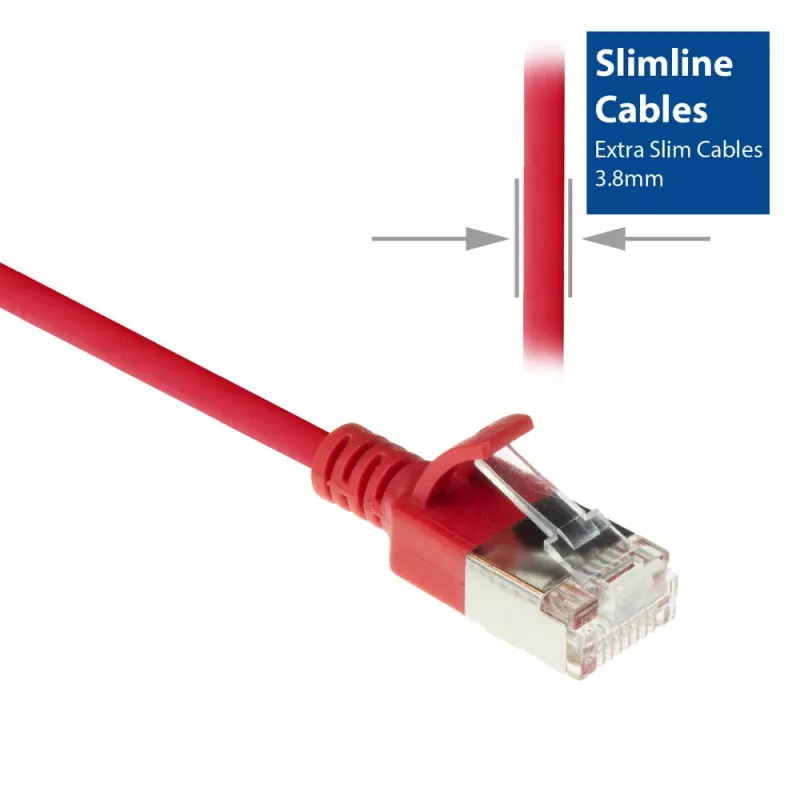 ACT Red 10 m LSZH U/FTP CAT6A plonas jungiamasis kabelis su apsaugotais RJ45 kištukais