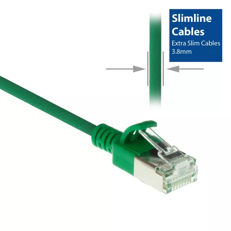 ACT Green 7 m LSZH U/FTP CAT6A plonas jungiamasis kabelis su apsauga nuo užsikabinimo ir RJ45 jungtimis