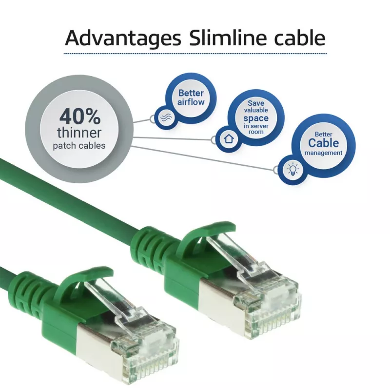 ACT Green 10 m LSZH U/FTP CAT6A plonas jungiamasis kabelis su RJ45 kištukais
