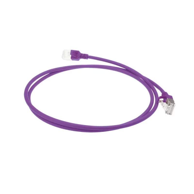 ACT Purple 1,5 m LSZH U/FTP CAT6A plonas jungiamasis kabelis su apsauga nuo užkliuvimo ir RJ45 jungtimis