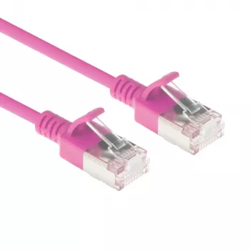 ACT Pink 2 m LSZH U/FTP CAT6A plonas laidynas RJ45 kištukais su apsauga nuo užkabinimo