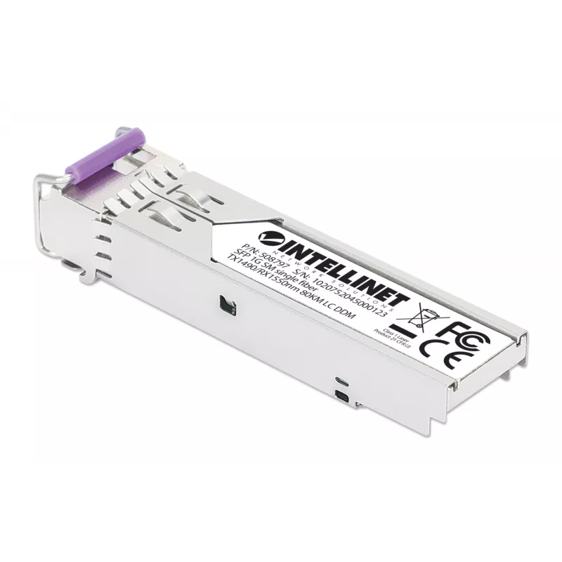 Intellinet Gigabit SFP optinis modulis WDM dvipusis 1000Base-BX-U (LC) vienmodis, 80 km, BiDi WDM (RX1550/TX1490), MSA suderinamas, sidabrinis