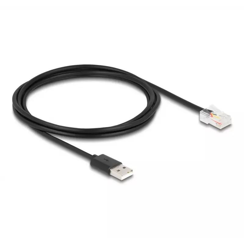 DeLOCK signalinis kabelis 2 m Juodas USB-A RJ-50 Kištukas/Kištukas 67016