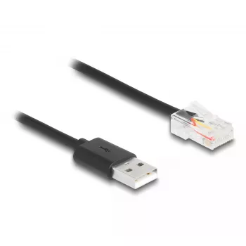 DeLOCK signalinis kabelis 2 m Juodas USB-A RJ-50 Kištukas/Kištukas 67016