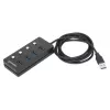Manhattan USB-C Dock / Hub, 4 USB-A prievadai su atskirais jungikliais, 5 Gbps, juodas