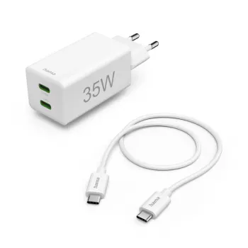 Hama 00125116 USB-C greitasis įkroviklis, 2 jungtys, 35 W, baltas