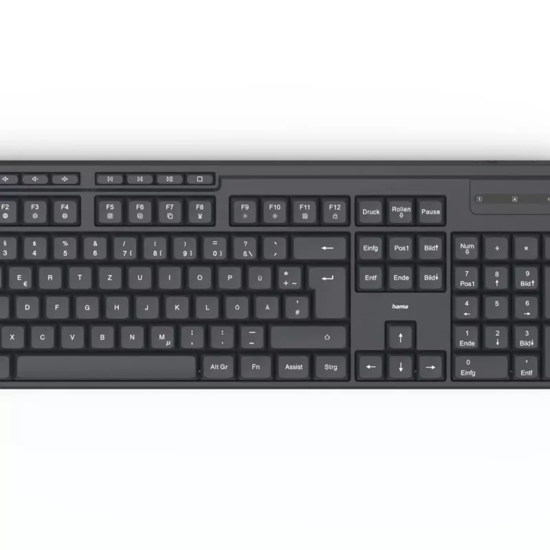 Hama WKM-200 belaidė klaviatūra ir pelė rinkinys QWERTZ vokiškas juodas