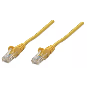 Intellinet tinklo jungiamasis laidas Cat5e, 1 m, geltonas, CCA, U/UTP, PVC, RJ45, auksu dengti kontaktai, be užkabliukų, su apsauginiu gaubteliu, viso gyvenimo garantija