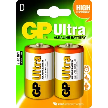 Vienkartinė baterija GP Ultra Alkaline D, 1,5 V, 2 vnt.