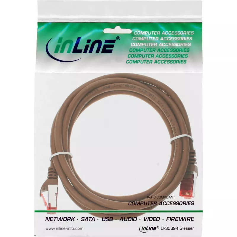 InLine Patch Cable S/FTP PiMF Cat.6 250MHz PVC varinis rudas 3m