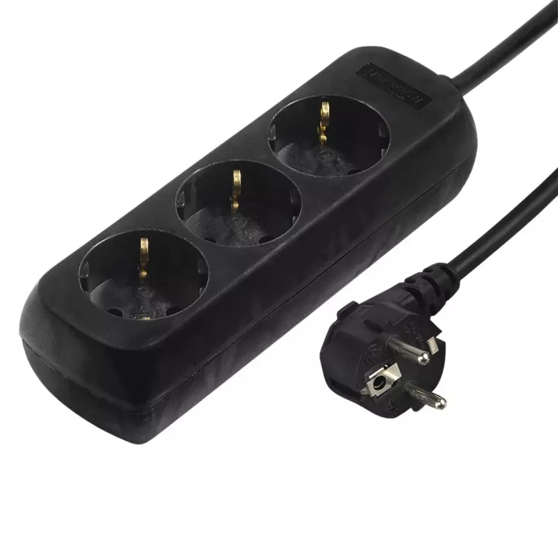 Hama 00108843 apsauginis nuo viršįtampių filtras juodas 3 kištukiniai lizdai 230 V 5 m