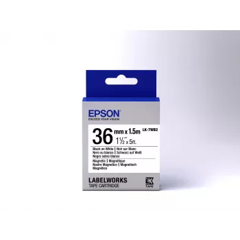 Epson magnetinė etikečių kasetė LK-7WB2 juoda/balta 36mm (1,5m)