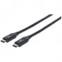 Manhattan USB-C į USB-C laidas, 50 cm, vyriškas į vyrišką, juodas, 10 Gbps (USB 3.2 Gen2), 3A (greitas įkrovimas), SuperSpeed+ USB, viso gyvenimo garantija