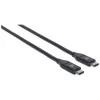 Manhattan USB-C į USB-C laidas, 50 cm, vyriškas į vyrišką, juodas, 10 Gbps (USB 3.2 Gen2), 3A (greitas įkrovimas), SuperSpeed+ USB, viso gyvenimo garantija