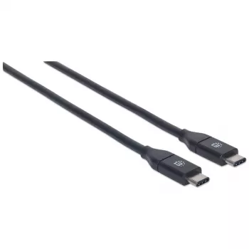 Manhattan USB-C į USB-C laidas, 50 cm, vyriškas į vyrišką, juodas, 10 Gbps (USB 3.2 Gen2), 3A (greitas įkrovimas), SuperSpeed+ USB, viso gyvenimo garantija