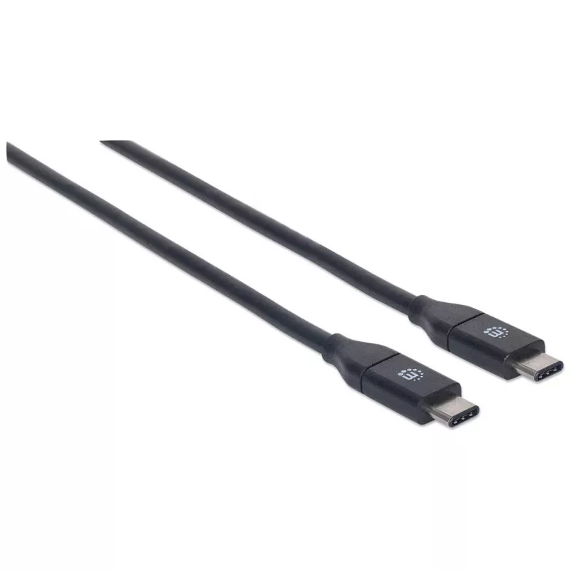 Manhattan USB-C į USB-C laidas, 50 cm, vyriškas į vyrišką, juodas, 10 Gbps (USB 3.2 Gen2), 3A (greitas įkrovimas), SuperSpeed+ USB, viso gyvenimo garantija