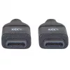 Manhattan USB-C į USB-C laidas, 50 cm, vyriškas į vyrišką, juodas, 10 Gbps (USB 3.2 Gen2), 3A (greitas įkrovimas), SuperSpeed+ USB, viso gyvenimo garantija