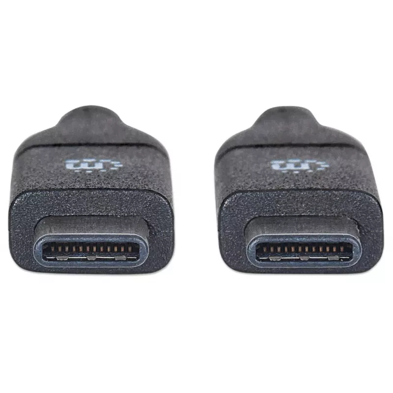 Manhattan USB-C į USB-C laidas, 50 cm, vyriškas į vyrišką, juodas, 10 Gbps (USB 3.2 Gen2), 3A (greitas įkrovimas), SuperSpeed+ USB, viso gyvenimo garantija
