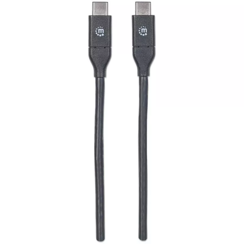 Manhattan USB-C į USB-C laidas, 50 cm, vyriškas į vyrišką, juodas, 10 Gbps (USB 3.2 Gen2), 3A (greitas įkrovimas), SuperSpeed+ USB, viso gyvenimo garantija