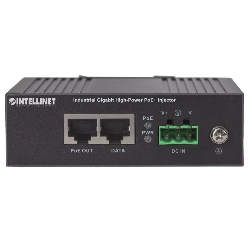 Intellinet pramoninis gigabitinis didelės galios PoE+ injektorius, 1 x 30 W prievadas, IEEE 802.3at/af, metalinis korpusas