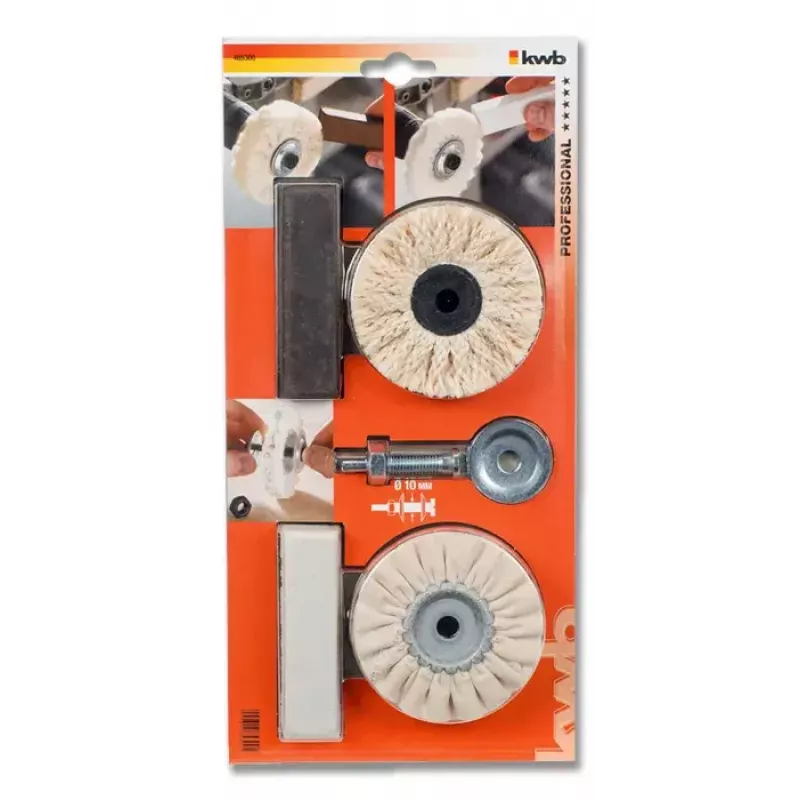 Poliravimo rinkinys KWB 485300 rotaciniam įrankiui, juodas baltas metalinis