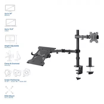 Laptop ir monitoriaus rankena ACT AC8305, aukščio reguliavimas 0-450 mm