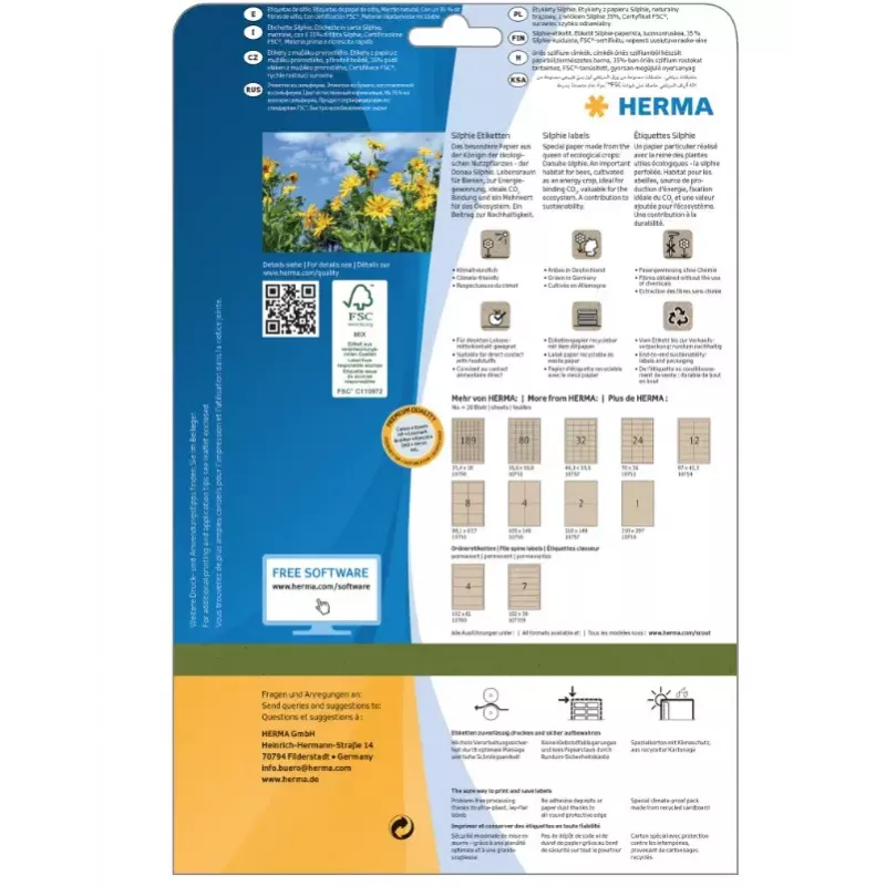 HERMA 10756 lipnūs etikečių lapai, stačiakampiai, rudi, 80 vnt.