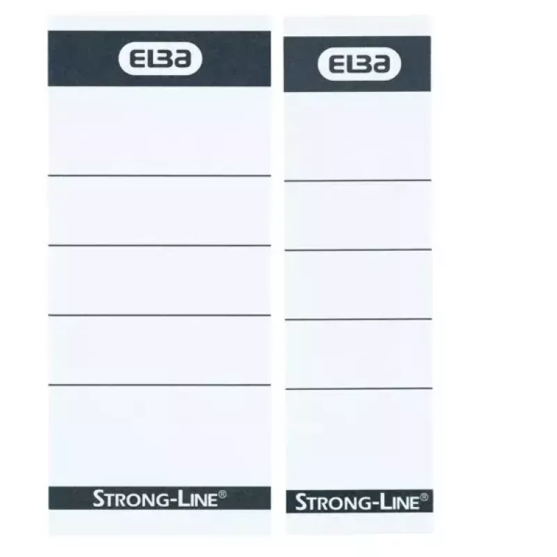 Elba 400087754 etiketės segtuvų nugarėlėms 10 vnt. juoda balta 5x2,5 cm