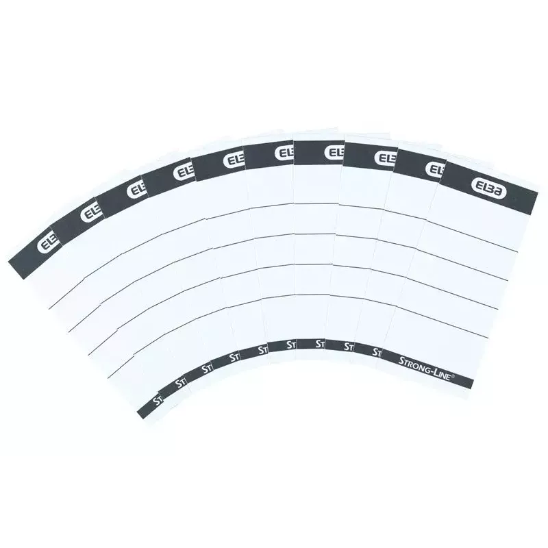Elba 400087754 etiketės segtuvų nugarėlėms 10 vnt. juoda balta 5x2,5 cm