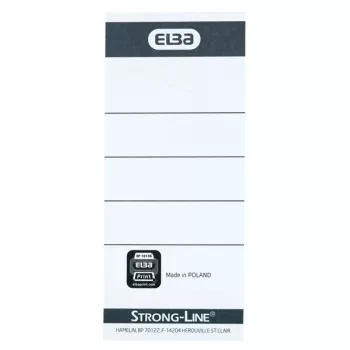 Elba 400087754 etiketės segtuvų nugarėlėms 10 vnt. juoda balta 5x2,5 cm