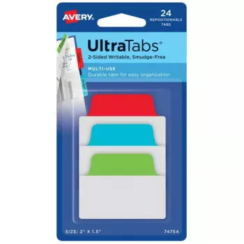 Tušti skirtukai Avery Ultra Tabs 74754 mėlyni, žali, raudoni