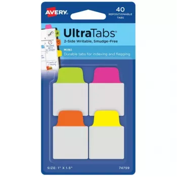Avery Ultra Tabs 74759 tuščios skirtukų etiketės neoninės žalios, oranžinės, rožinės, geltonos