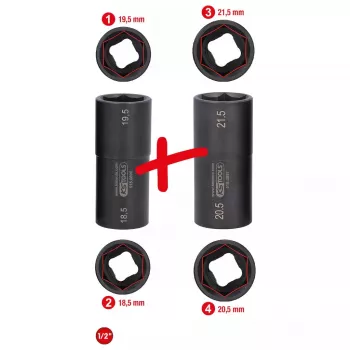 Veržliarakčių komplektas KS Tools 515.0895 1/2 colio pavara 2 antgaliai