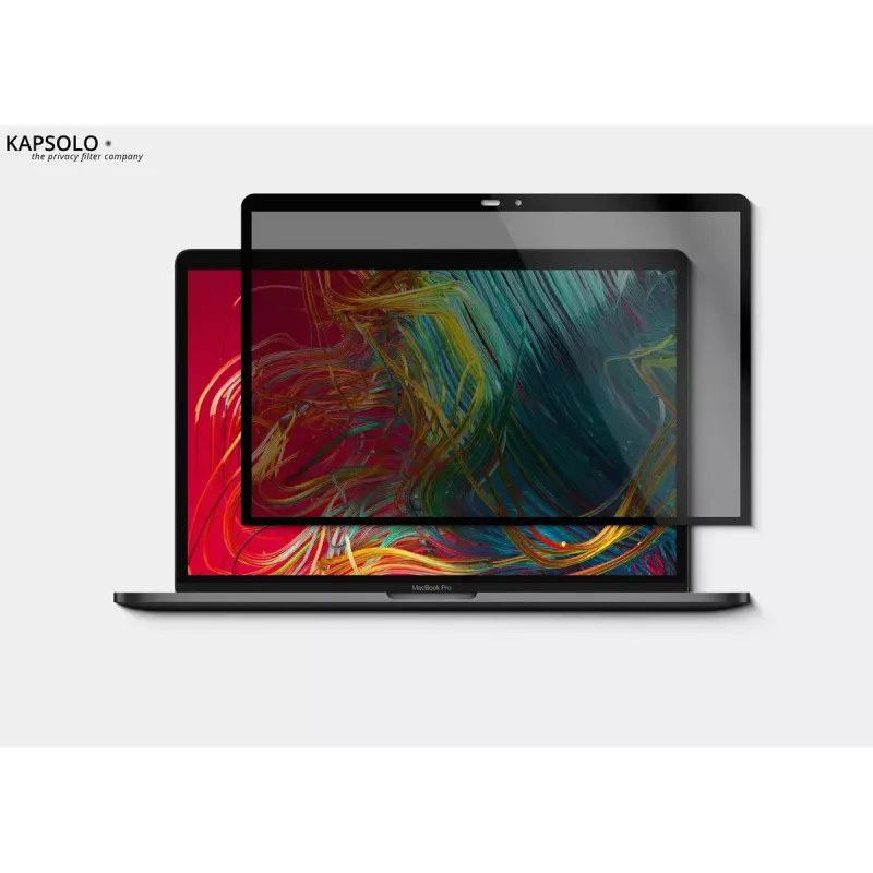 KAPSOLO Privacy Magnetinis ekrano apsauginis stiklas Apple MacBook Pro 13 (2020) – 13 colių, 9H kietumas, 50 % šviesos pralaidumas, 30° privatumo kampas