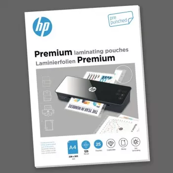 HP 9122 laminavimo maišeliai A4, 25 vnt., 125 mikronų, blizgūs, su perforacija segtuvui