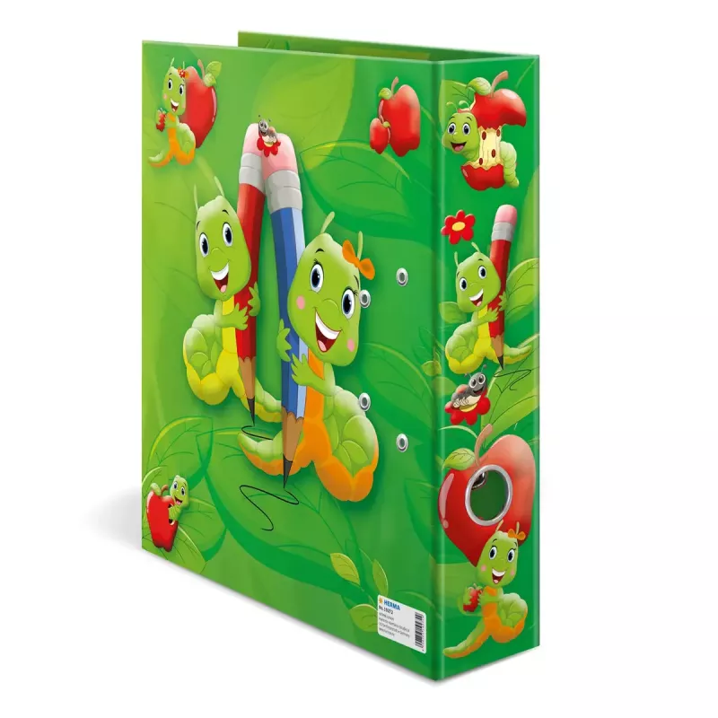 HERMA A4 segtuvas su D-žiedu Fritz the Worm, kartoninis, 285x315 mm